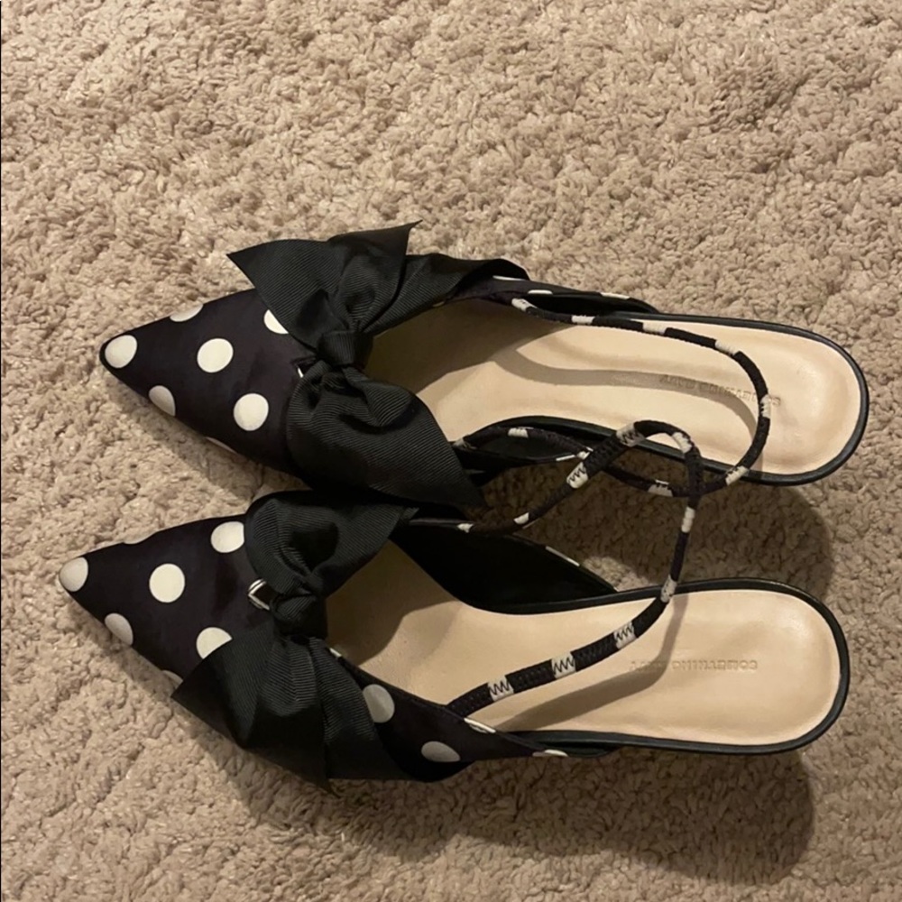 Something Navy polka dot kitten heels